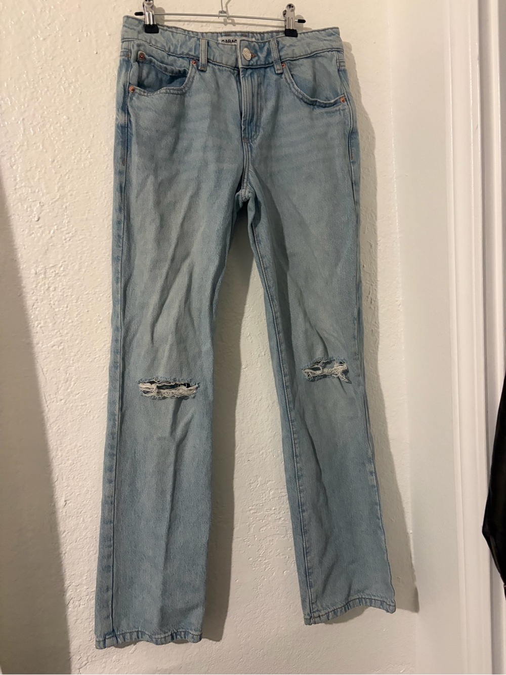Garage Light Blue Distressed Straight-Leg Jeans